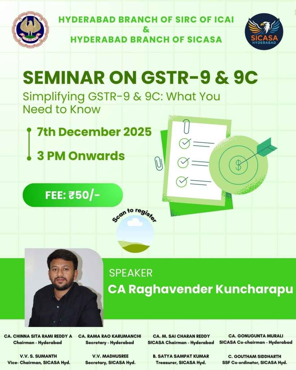 SEMINAR FOR CA STUDENTS ON "GSTR 9 & 9C"