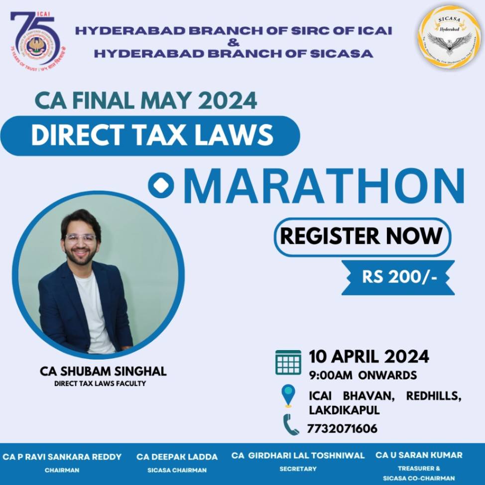 One Day Marathon on CA final direct tax for May 2024 Exams