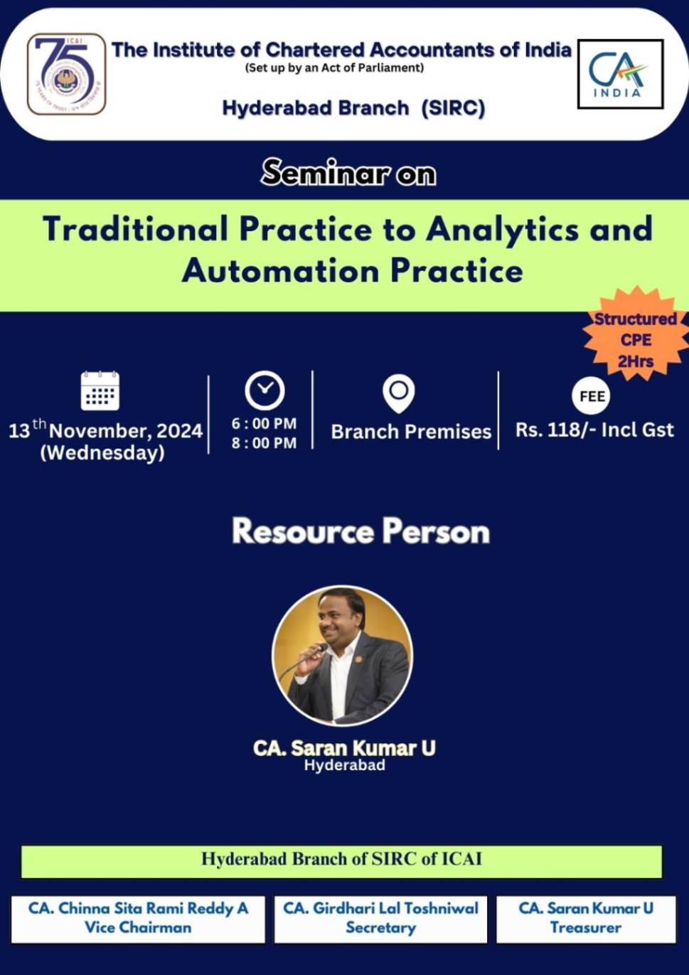Seminar on Traditional Practice to Analytics and Automation Practice