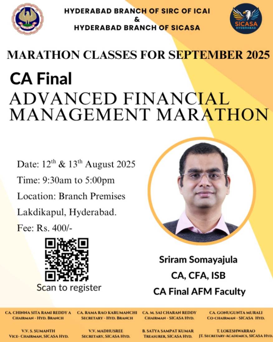 MARATHON CLASSES FOR CA FINAL STUDENTS ON ADVANCED FINANCIAL MANAGEMENT