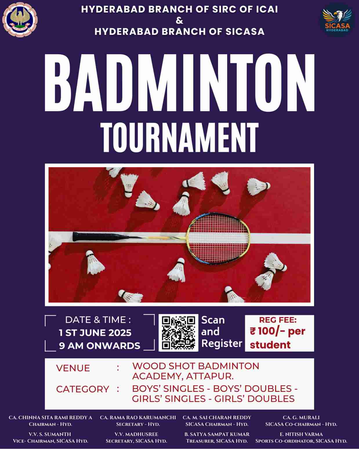 SPORTS CARNIVAL FOR CA STUDENTS (BADMINTON FOR BOYS & GIRLS)