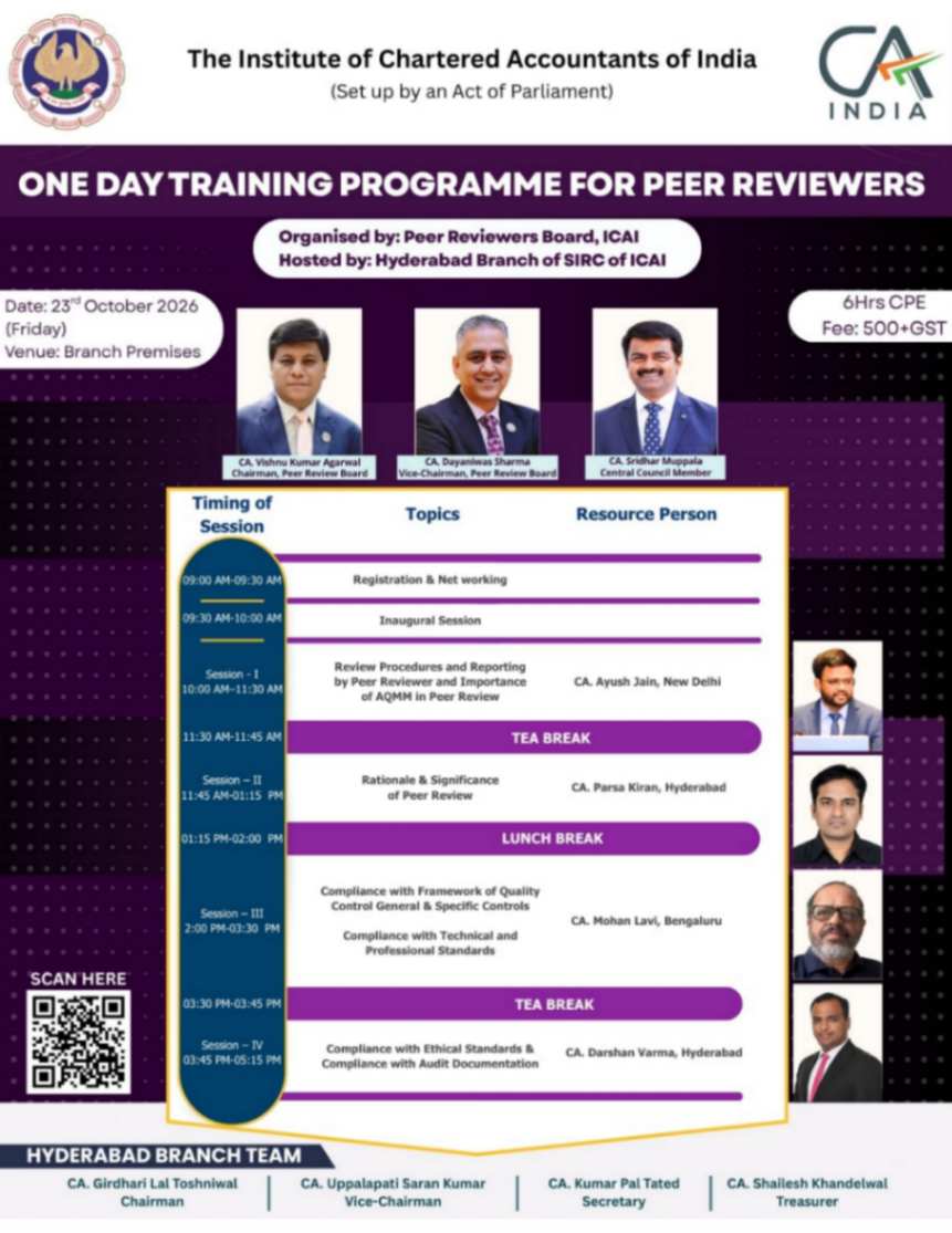 ONE DAY TRAINING PROGRAMME FOR PEER REVIEWERS AT HYDERABAD