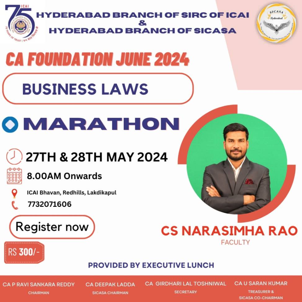 Two Day Marathon Classes for Foundation for June 2024 Exams-Business Laws