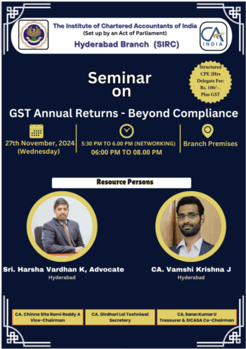 Seminar on GST Annual Returns - Beyond Compliance