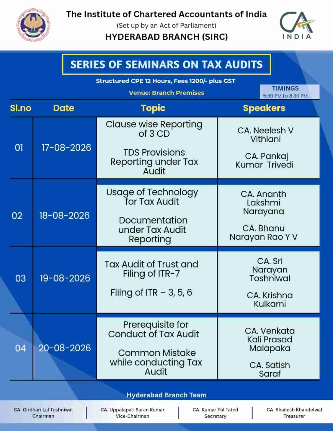 Series of Seminars on Tax Audits