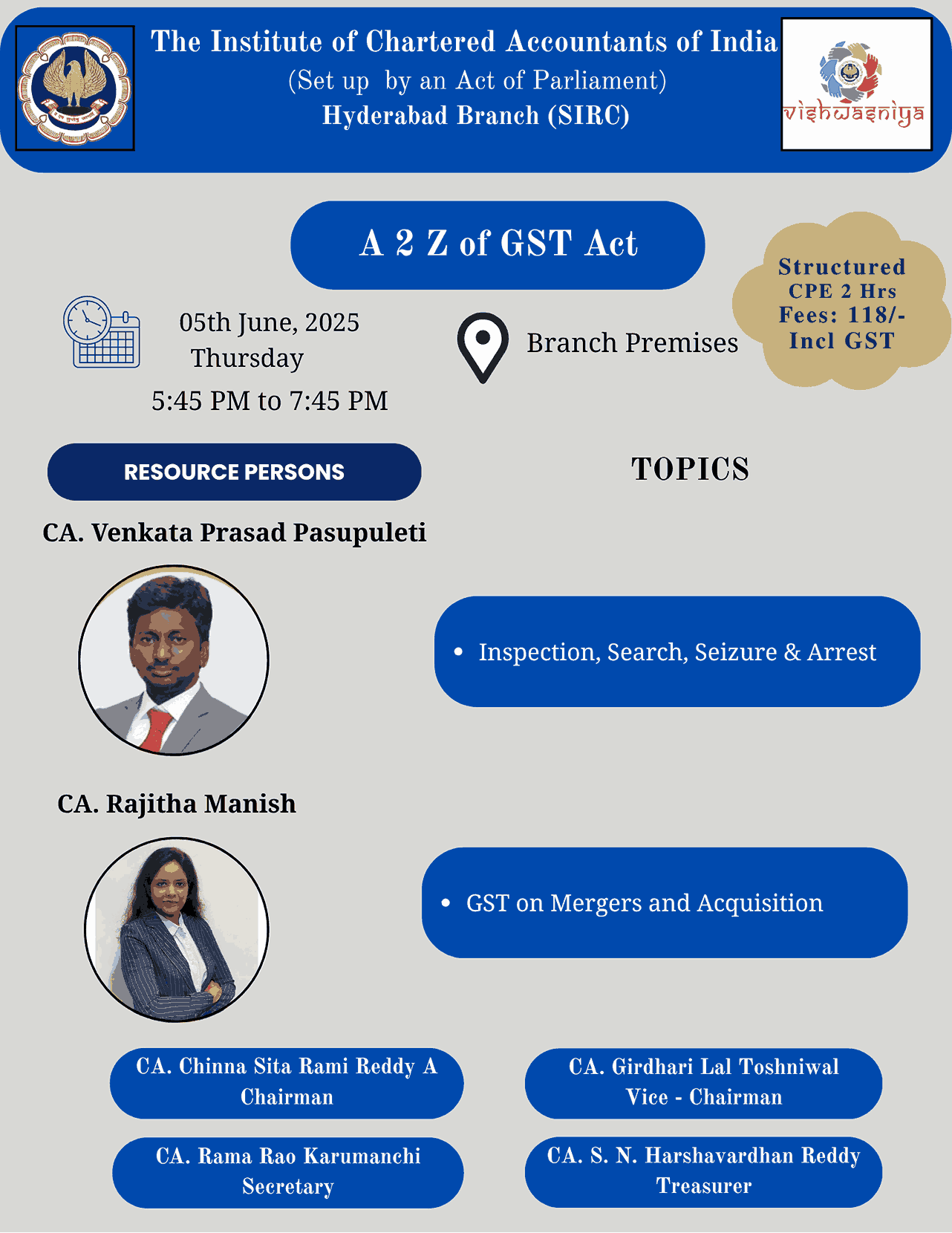 Inspection, Search, Seizure & Arrest, GST on Mergers and Acquisition