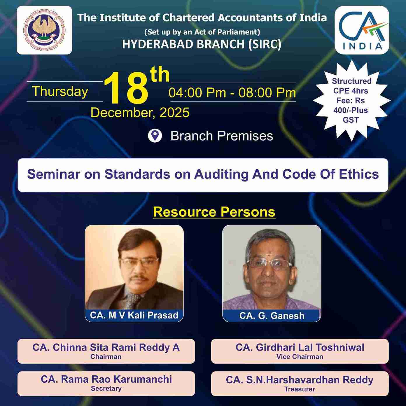 Seminar on Standards on Auditing And Code Of Ethics