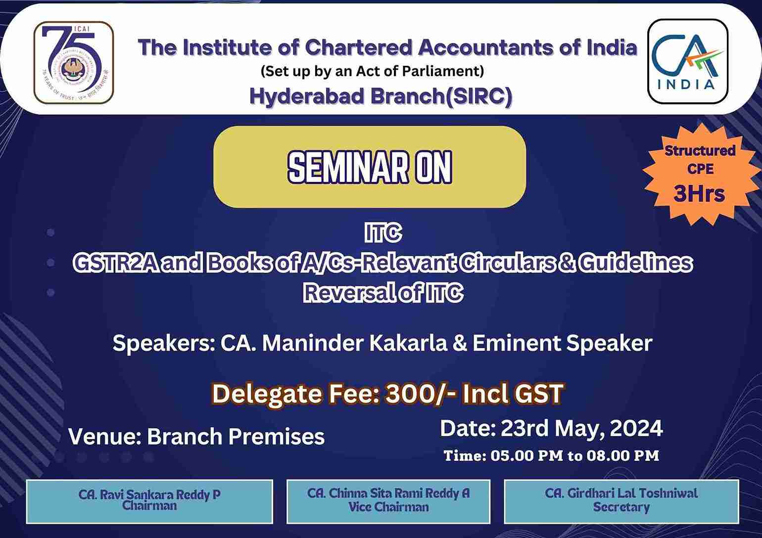 Seminar on ITC GSTR2A and Books of A/Cs-Relevant Circulars & Guidelines Reversal of ITC 