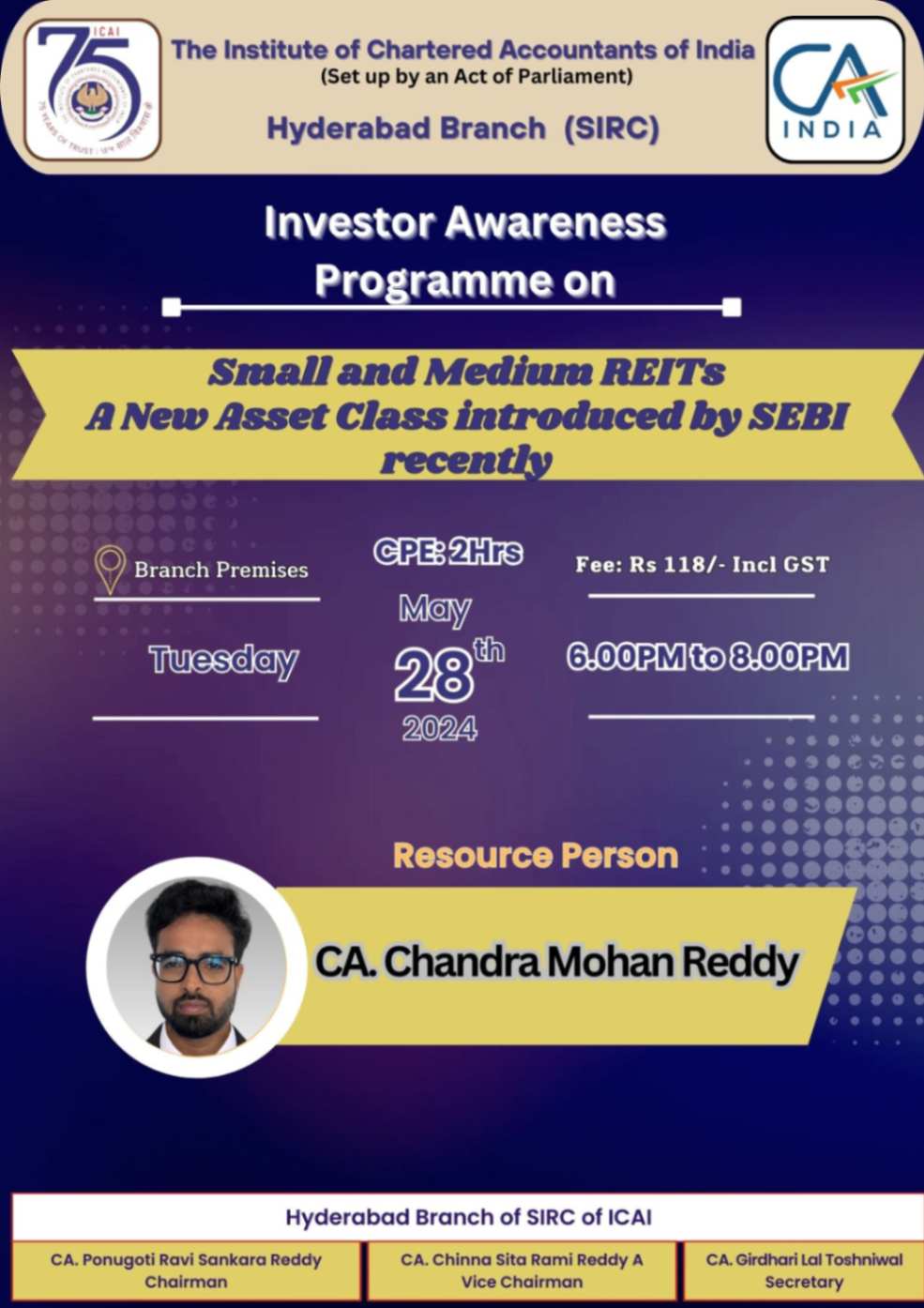 Investor Awareness Programme on  Small and Medium REITs - A New Asset Class introduced by SEBI recently