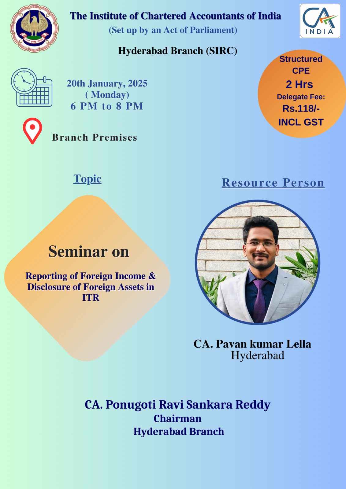 Seminar on Reporting of Foregin Income & Disclosure of Foreign Assets in ITR