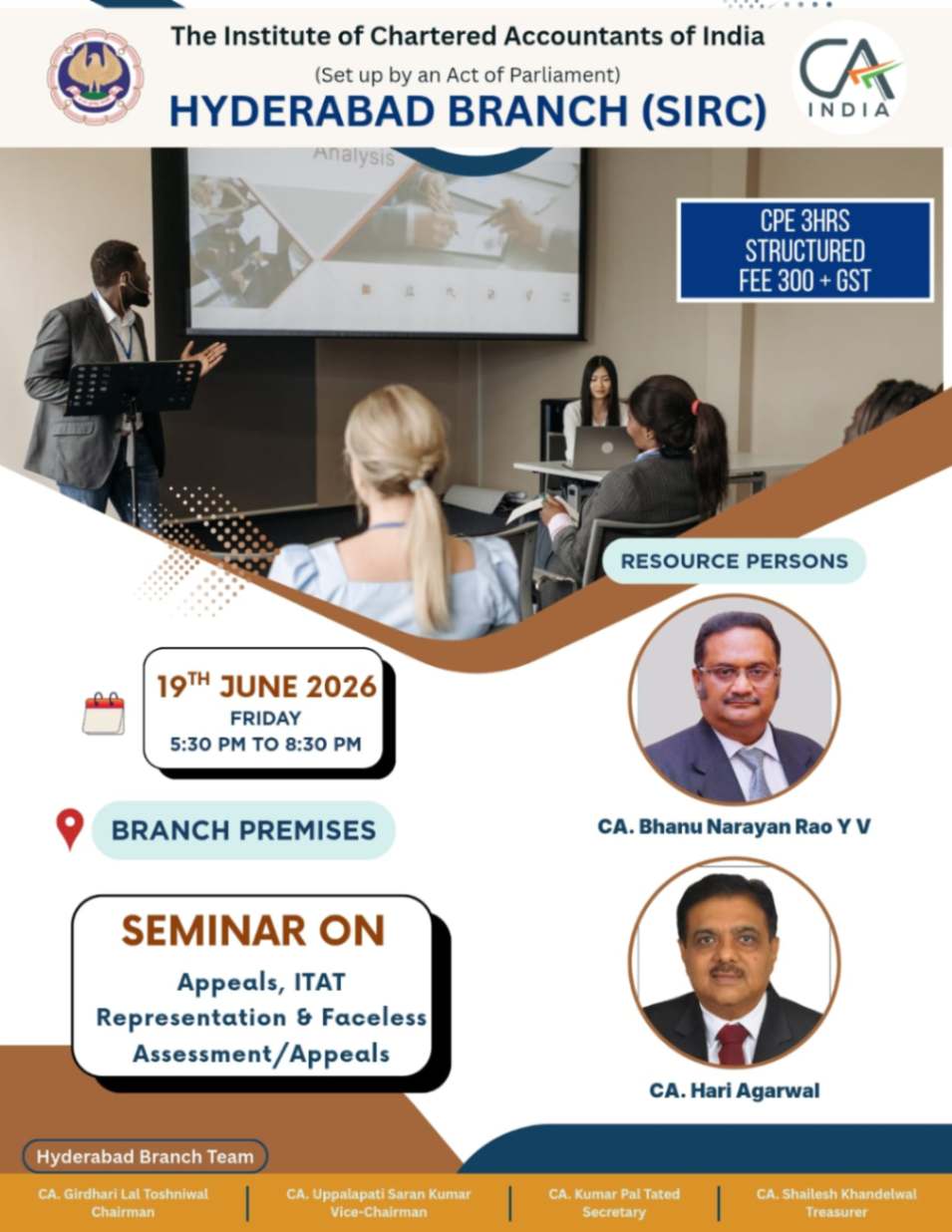 Seminar on "Appeals, ITAT Representation & Faceless Assessment / Appeals"