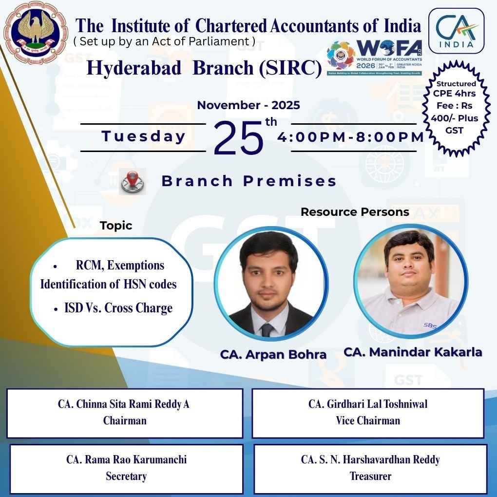 Seminar on RCM, Exemptions, Identification of HSN codes and ISD Vs. Cross Charge