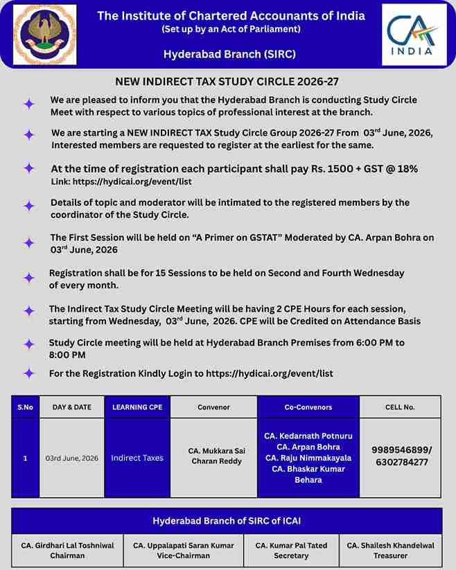 NEW INDIRECT TAX STUDY CIRCLE  2026 -27