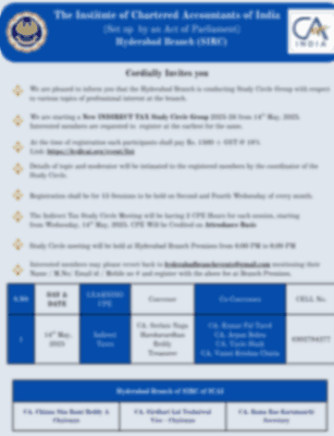 Cordially Invites you (New INDIRECT TAX Study Circle Group 2025-26)