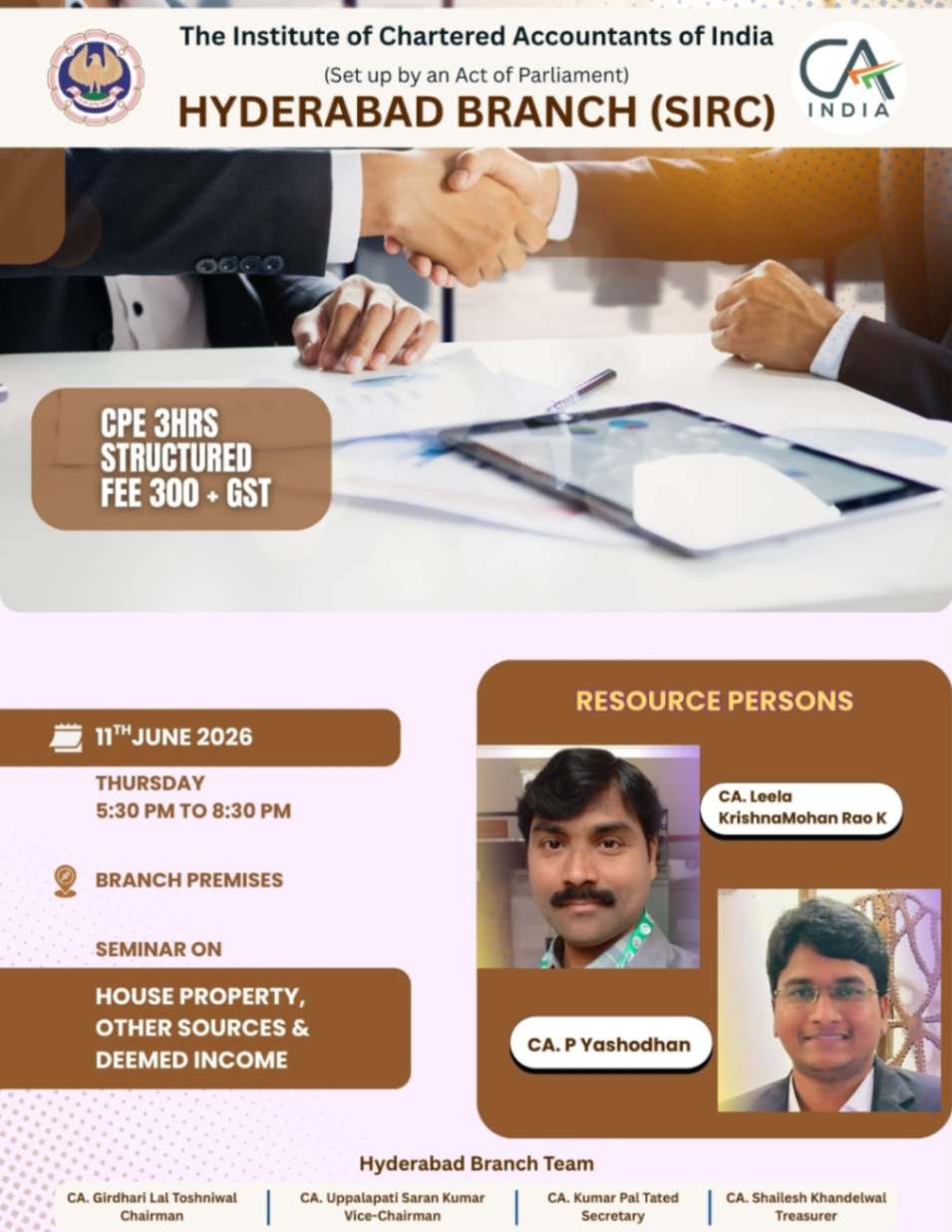 Seminar on "House Property,  Other Sources & Deemed Income"