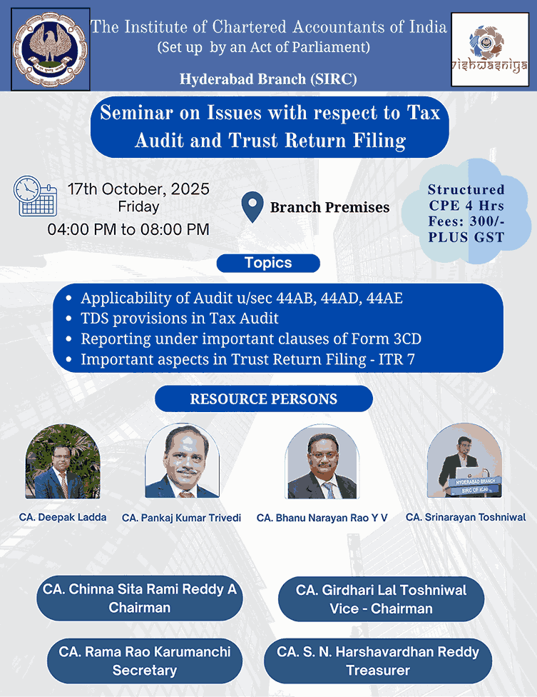 Seminar on Issues with respect to Tax Audit and Trust Return Filing