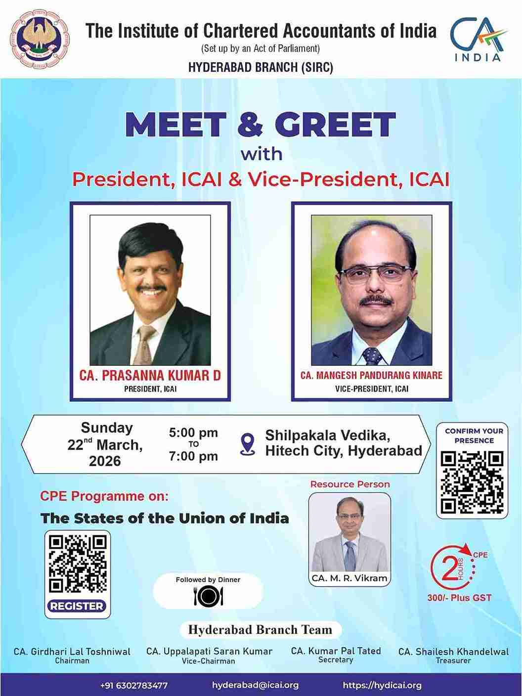 Seminar on  States of the Union of India -  Speaker :  CA.  M. R. VIKRAM (SPOT)