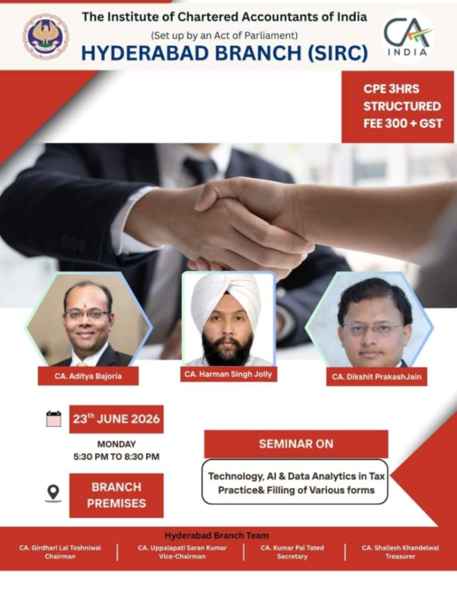 Seminar on "Technology, AI & Data Analytics in Tax Practices & Filing of Various Forms"