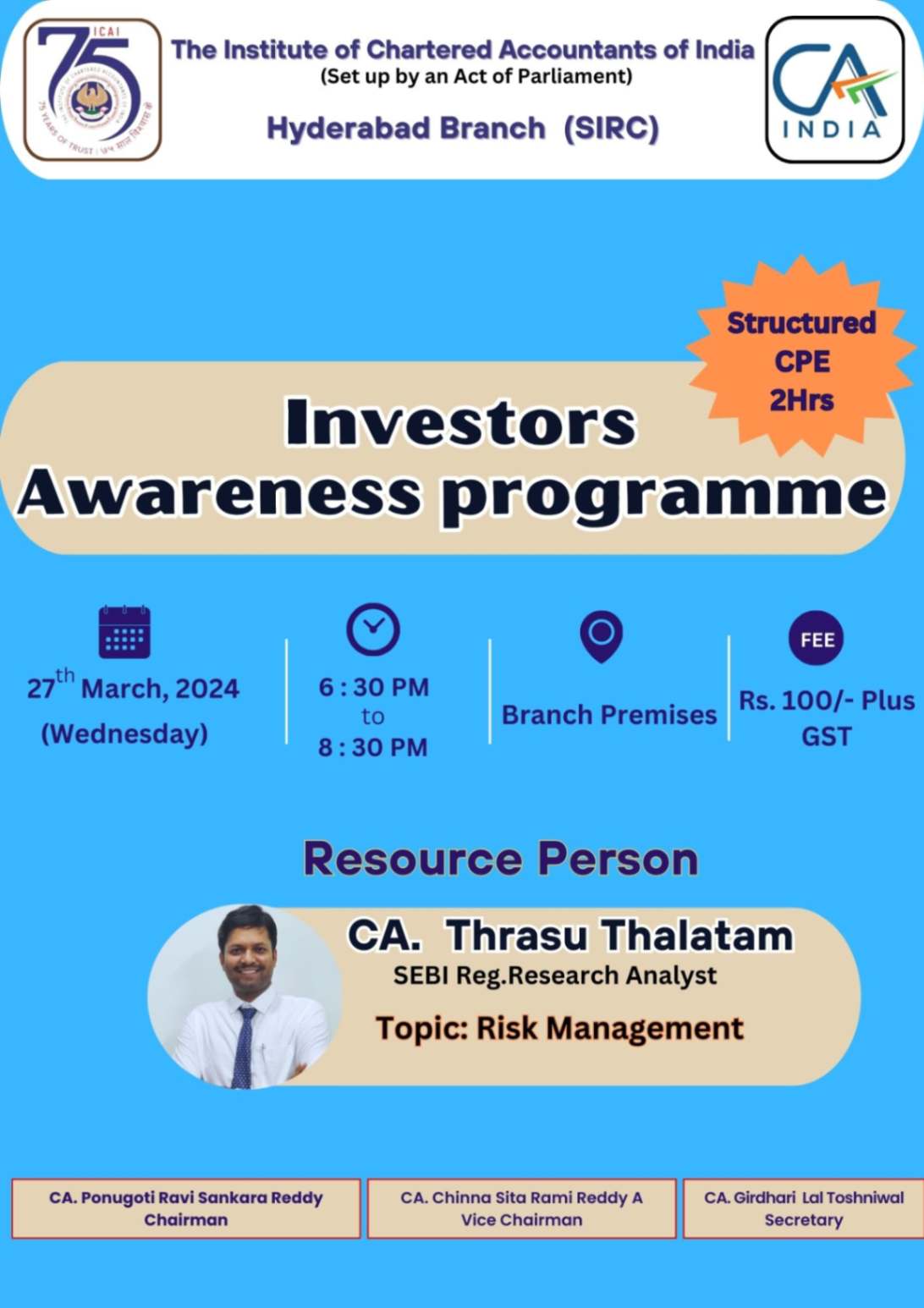 Event Details - Investor Awareness Programme On Risk Management ...