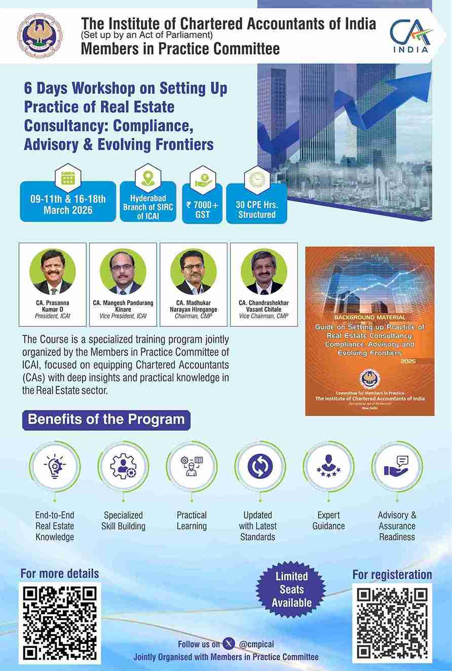 6 Day Workshop on Setting Up Practice of Real Estate Consultancy