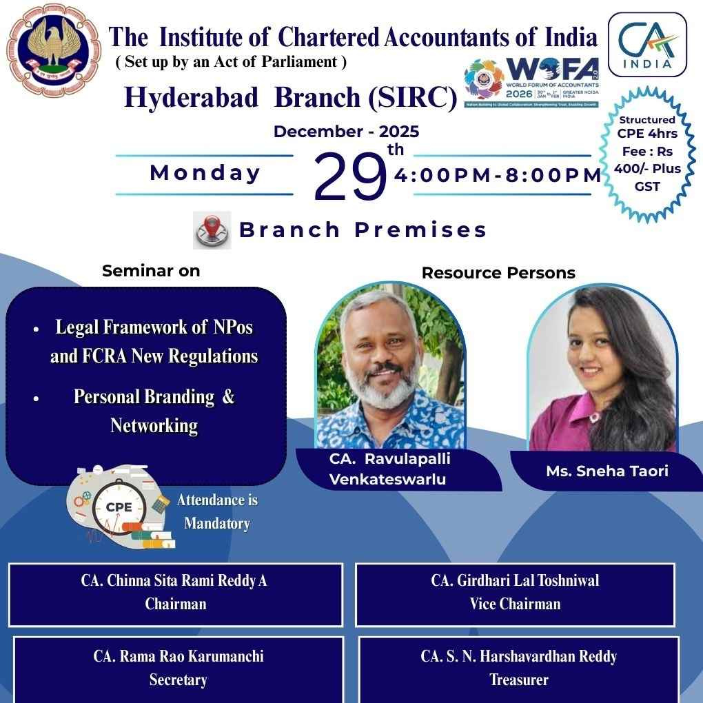 Seminar on Legal Framework of NPos and FCRA new Regulations and Personal Branding & Networking