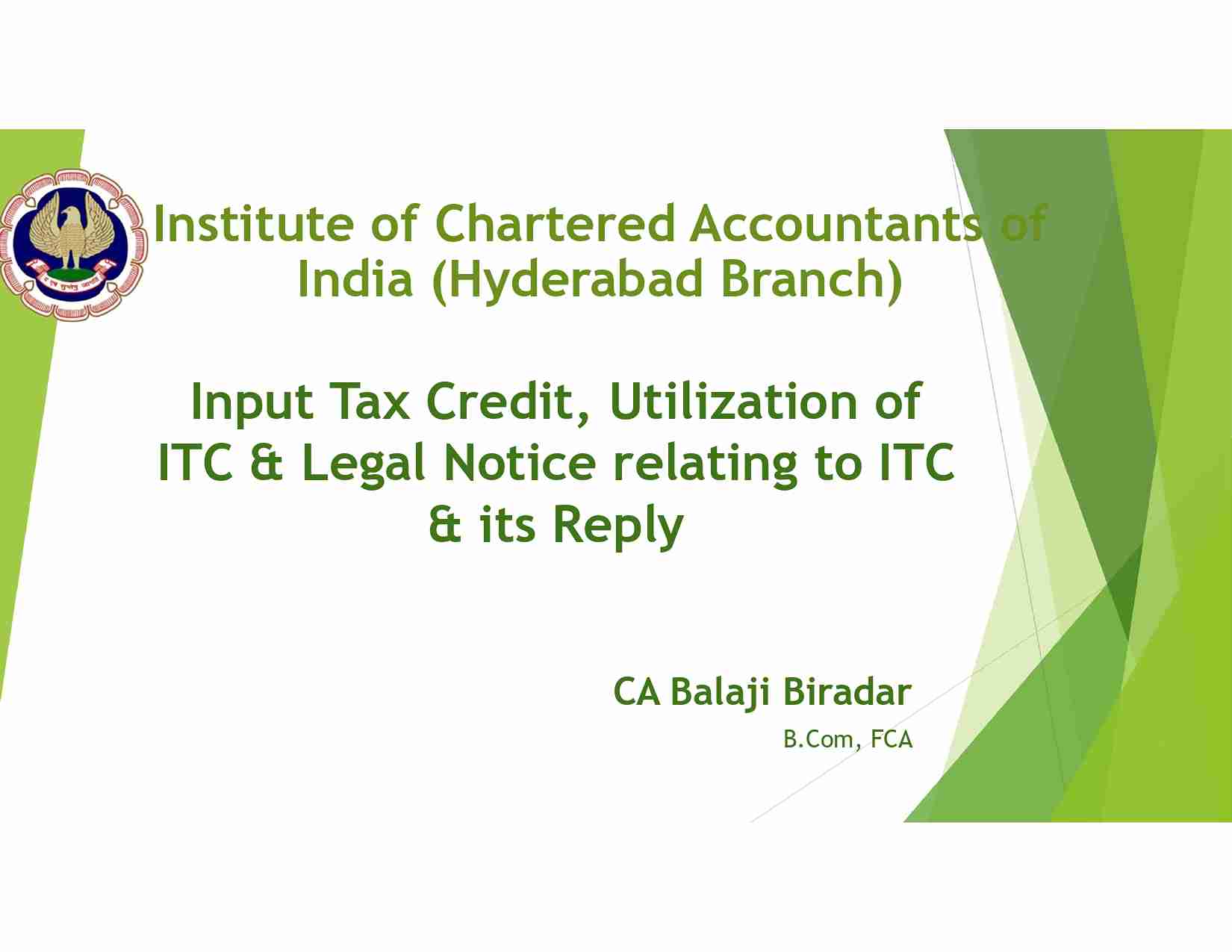 Seminar on ITC and AI Automation in GST Returns and Reconciliations