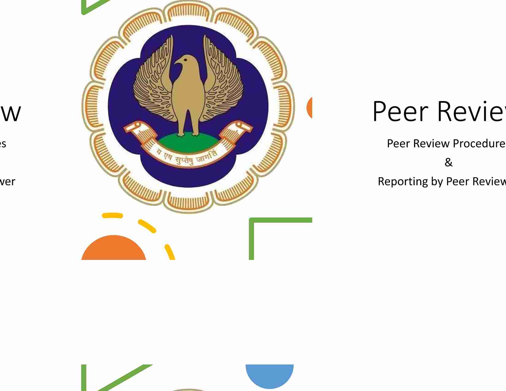 ONE DAY TRAINING PROGRAMME FOR PEER REVIEWERS
