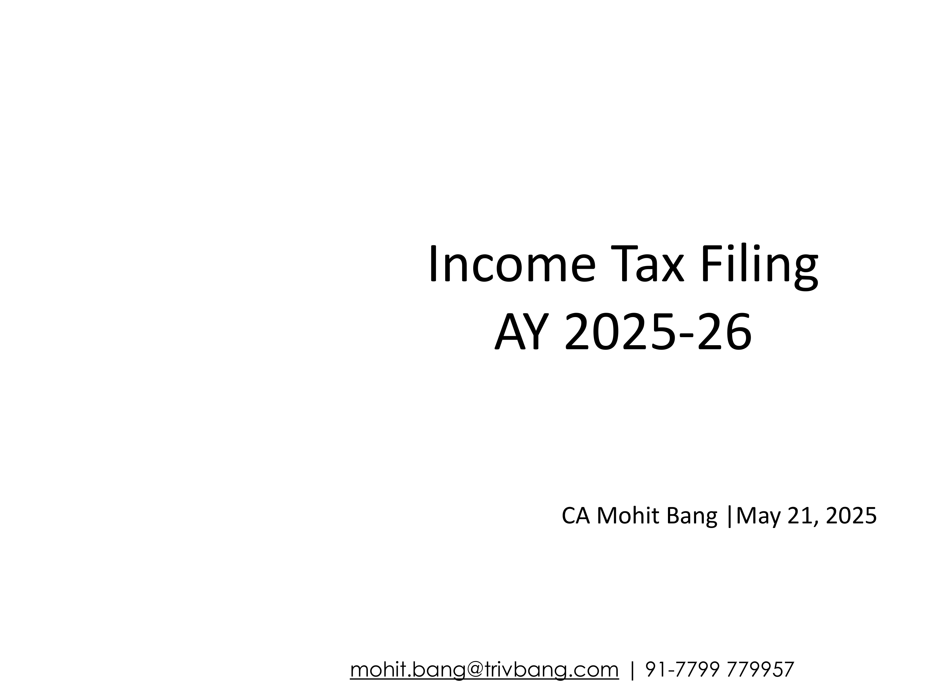 Income Tax Filing AY 2025-26